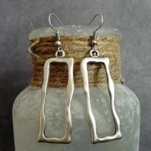 Silver Rectangle Earrings